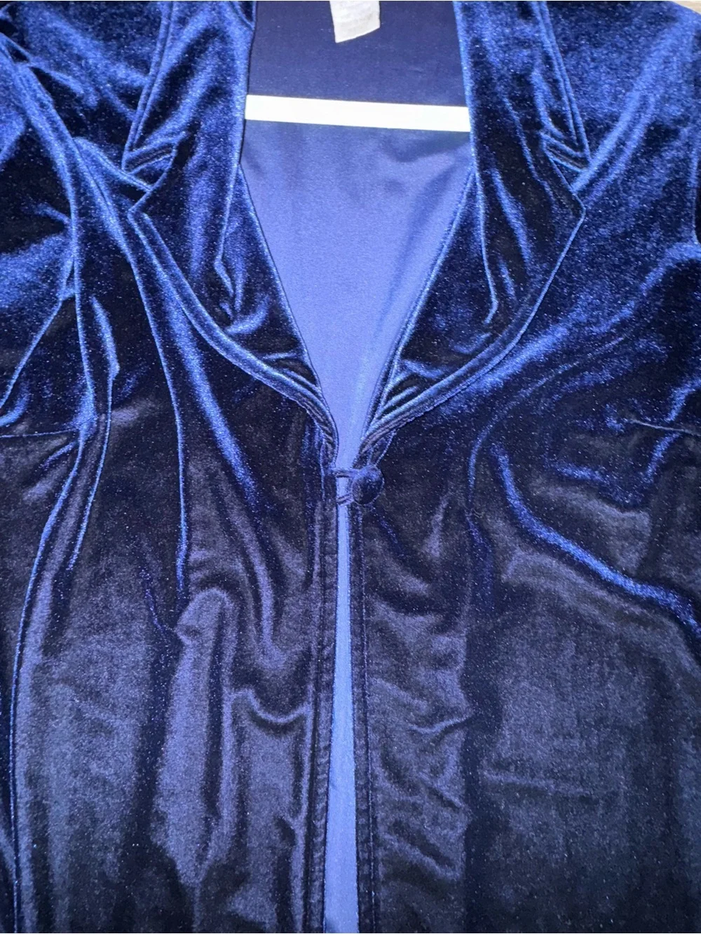 Vintage Women’s S Jacqueline Ferrar Deep Blue Velvet Blazer Cocktail‎ Old Money